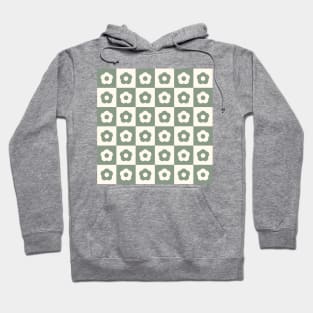 Sage Green Vintage Flower Checkers Hoodie